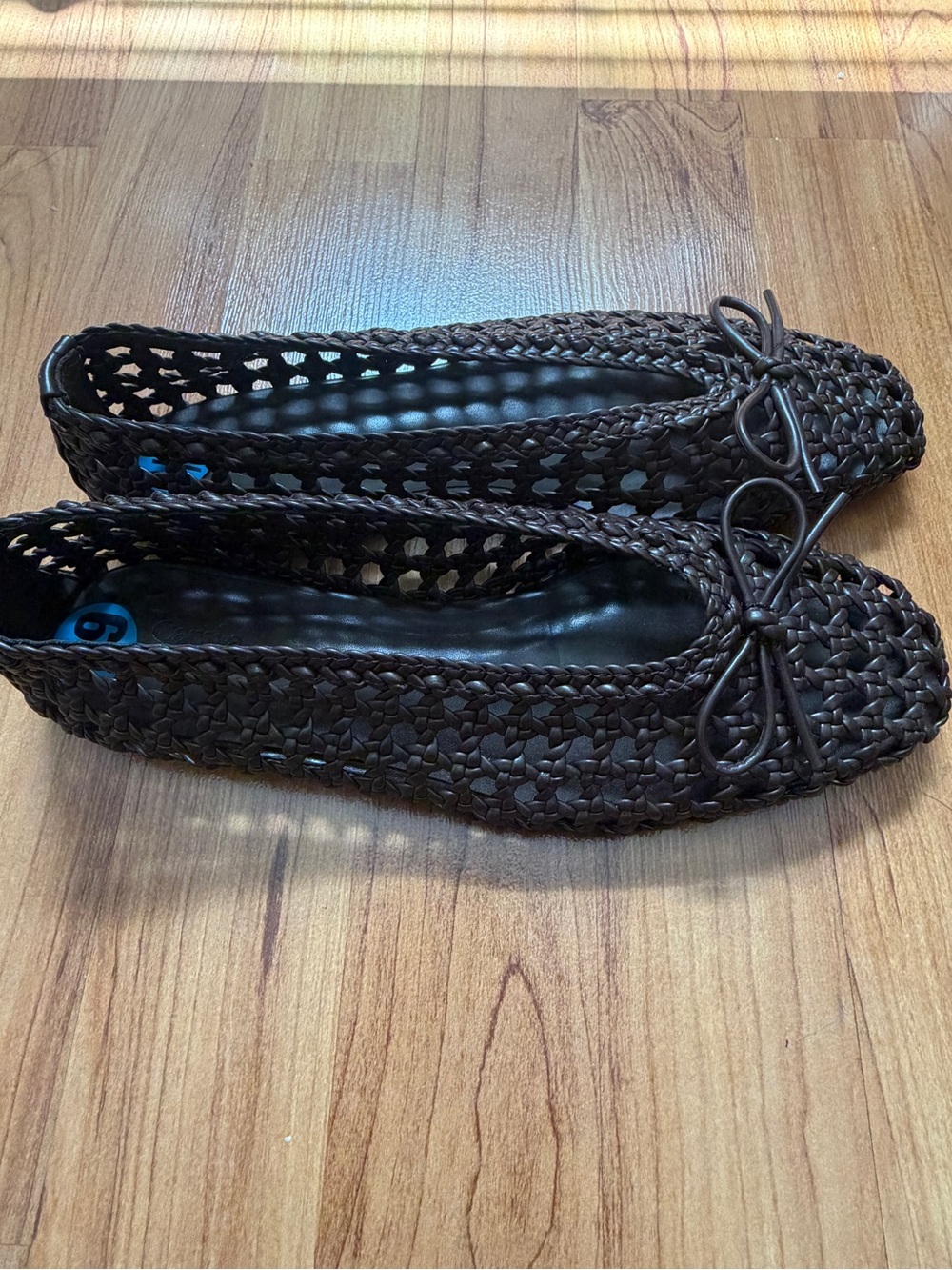 Camila Coelho Dark Brown Woven Ballet Flats with Bow - Picture 3 of 7
